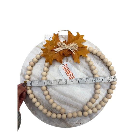 Wood Bead Pumpkin Decor Fall Harvest Thanksgiving Table Top Accent - Picture 3 of 4